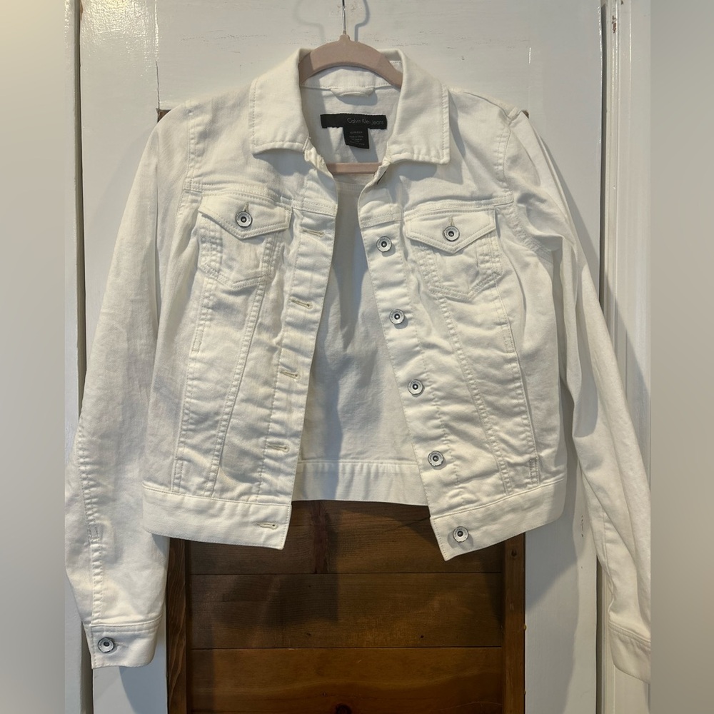 Calvin Klein White Jean Jacket Classic Denim Style
